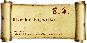 Blander Hajnalka névjegykártya